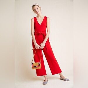 Red Cathy Structured Jumpsuit - Anthropologie